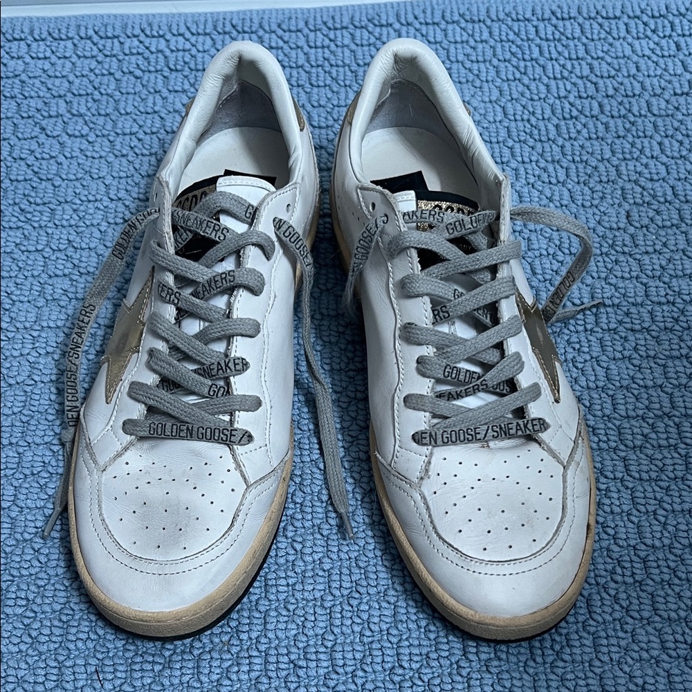 Golden Goose White and Gray Sneakers
